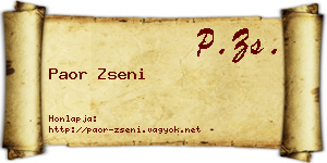 Paor Zseni névjegykártya